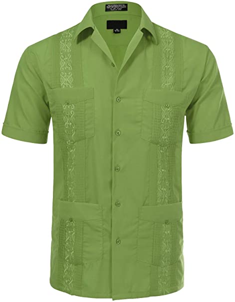 JD Apparel Men's Short Sleeve Cuban Guayabera Shirts at Amazon .