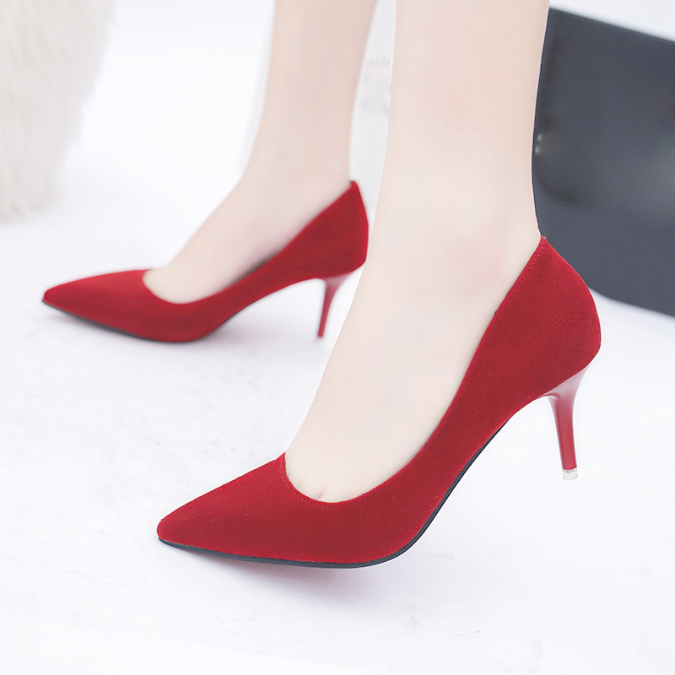 Office Lady Pointed Faux Suede High Heels Shoes - Queens Cast