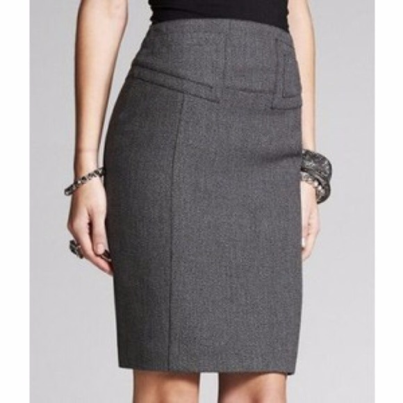 Express Skirts | Grey Tailored High Waisted Pencil Skirt | Poshma