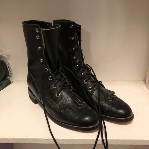 Justin Boots Shoes | Womens Justin Lace Up Boots Black Size 7 .
