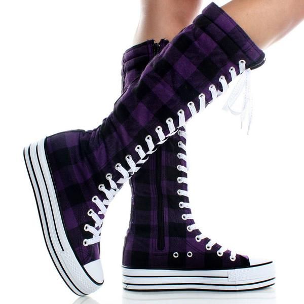 Purple Knee-high Converse | Knee high converse, Shoes, Fashion sho