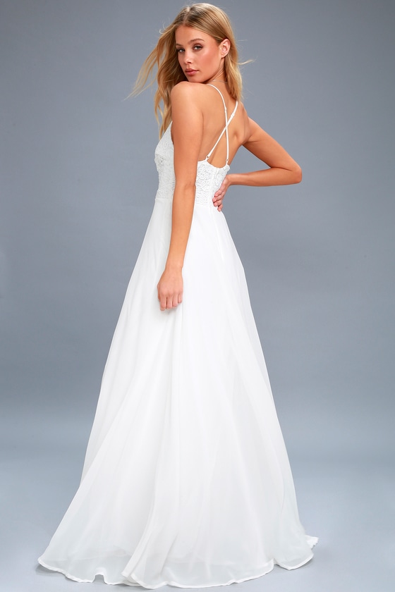 Stunning White Crotchet Lace Bridal Dress - White Maxi Dre