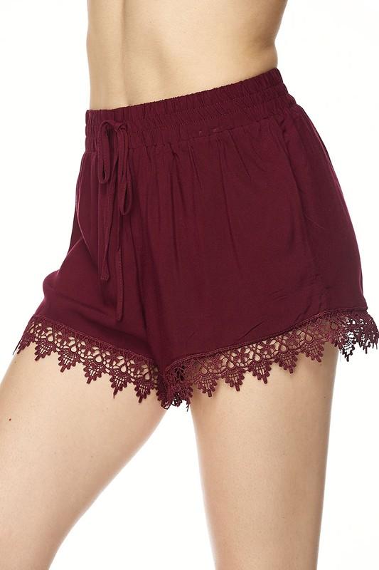 Burgundy Crochet Lace Shorts – Apple Girl Boutiq