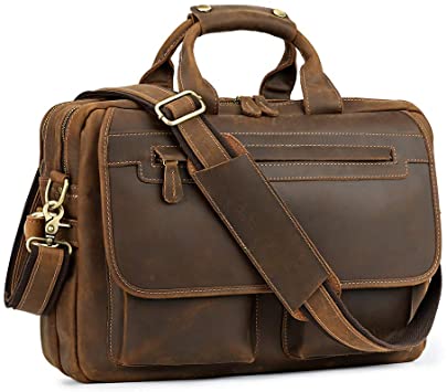 Amazon.com | Kattee Men's Leather Durable Briefcase, 16" Laptop .