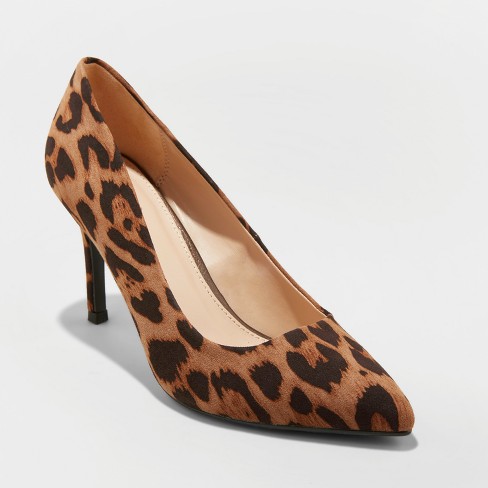 Women's Gemma Wide Width Faux Leather Leopard Pointed Toe Heeled .