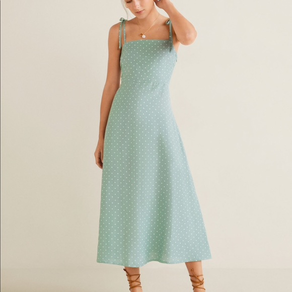 Mango Dresses | Long Linen Dress With Polka Dots | Poshma