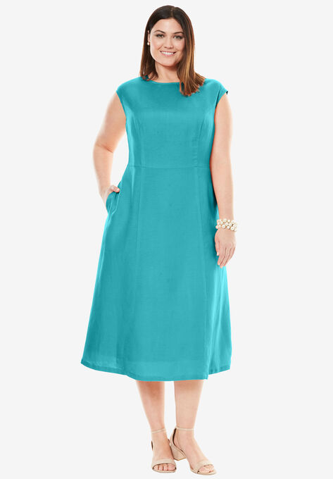 Fit & Flare Linen Dress| Plus Size Dresses | Jessica Lond