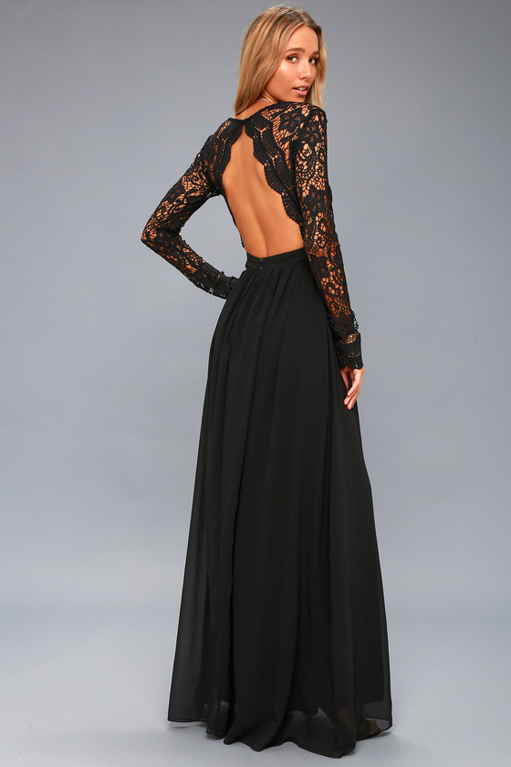 Lovely Black Dress - Maxi Dress - Lace Dress - Go