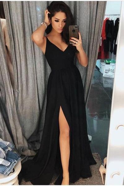 Black Simple Long Prom Dress Custom Made Formal Dress Fashion .