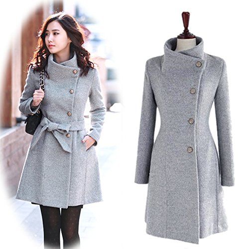 Amazon.com: OURS Women's Lapel Long Wool Worsted Coat Long Sleeve .