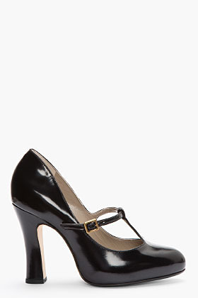 Marc Jacobs Black Patent T Strap Mary Jane Heels, $795 | SSENSE .