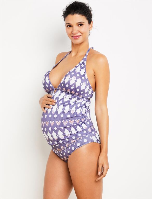 Printed Side Ruched Maternity Tankini Swim Top UPF 50+ | A Pea in .
