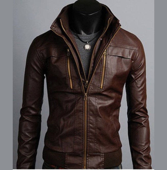 Men's Leather Jackets Korean Style Casual Slim Fit | RebelsMark