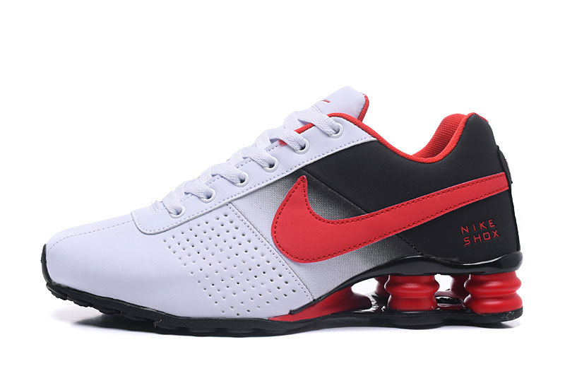Men's Nike Shox Deliver White Red Black Running Shoes .