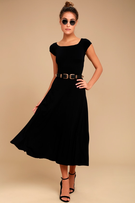 A La Mode Black Midi Dress | Black midi dress, Cute dresses, Cute .