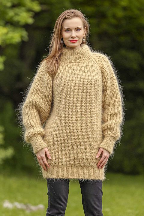 Sweaters : Ribbed beige mohair sweater SuperTan