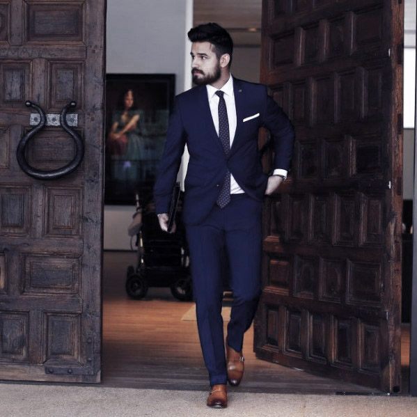 Top 60 Best Navy Blue Suit Brown Shoes Styles For Men - Men's .
