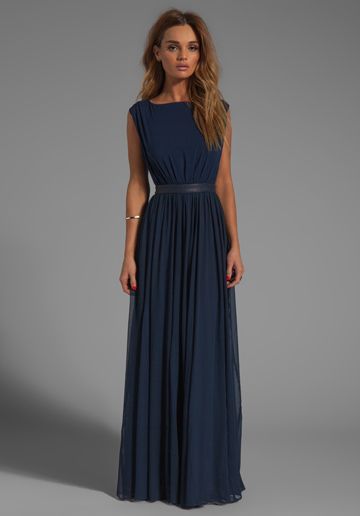 ALICE + OLIVIA Triss Sleeveless Maxi Dress with Leather Trim in .