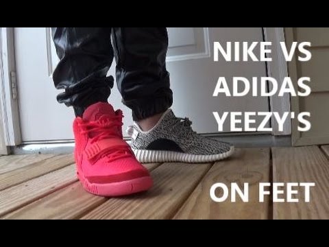 Kanye West x adidas Yeezy Boost 350 VS Nike Air Yeezy 2 Red .