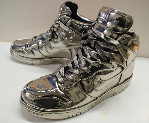 Nike Dunk Highs Shoes Bronzed in Silver by @TheBronze