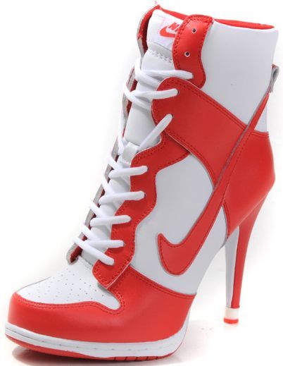 Womens White and Red Nike Heels Dunk SB High | Nike high heels .