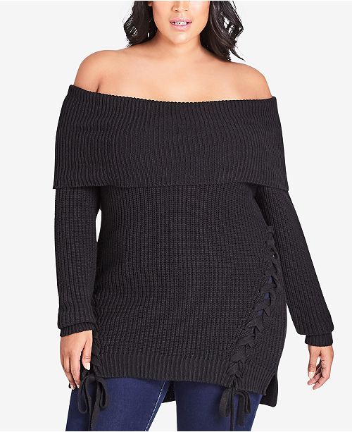City Chic Trendy Plus Size Off The Shoulder Sweater & Reviews .