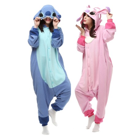 Stitch And Angel Kigurumi Onesie Pajamas Animal Costumes For Adult .