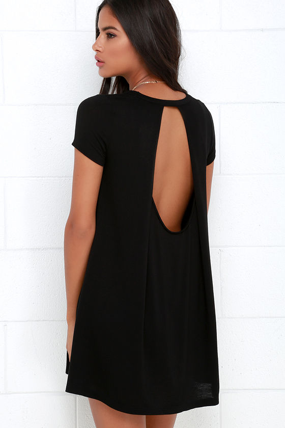 Cute Black Dress - Swing Dress - Open Back Dress - $34.