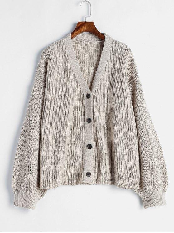 36% OFF] 2020 Button Up V Neck Oversized Cardigan In LIGHT GRAY .