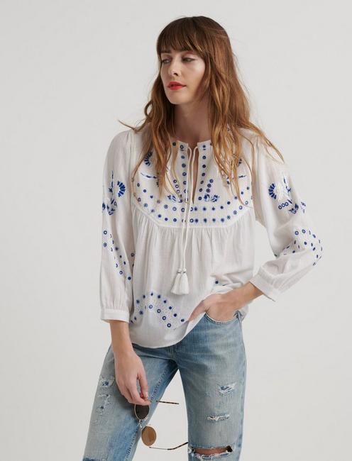 Evelyn Embroidered Peasant Top | Lucky Bra