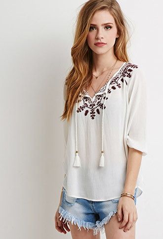 Floral-Embroidered Peasant Top | Forever 21 | #thelatest | Fashion .