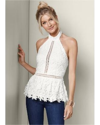 New Deal on "Lace Peplum TOP Tops - Whit