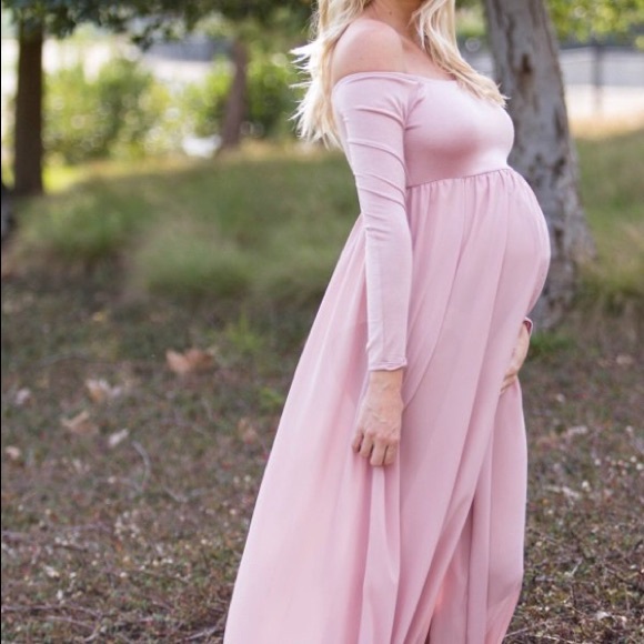 Pink Blush Maternity Dresses | Pink Off Shoulder Maternity .