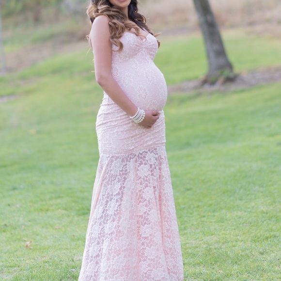 Dresses | Custom Made Pink Lace Mermaid Maternity Dress | Poshma