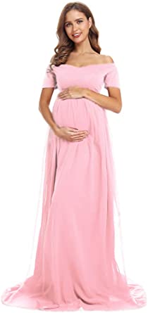 Short Sleeve Maternity Gown Sweetheart Maternity Dress Sheer .