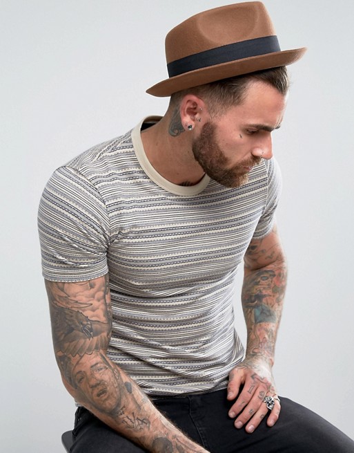 ASOS Pork Pie Hat with Pinched Crown In Brown | AS