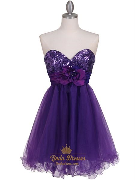 Short Purple Cocktail Dresses, Short Purple Prom Dresses | Linda Dre