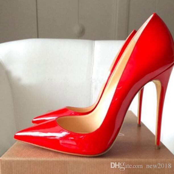 Women Pumps Red High Heels Shoes Rivet Pointed Toe Sexy Fine Heel .