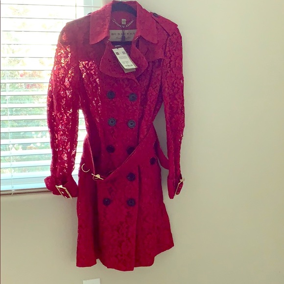 Burberry Jackets & Coats | Red Lace Trench Coatjacket | Poshma