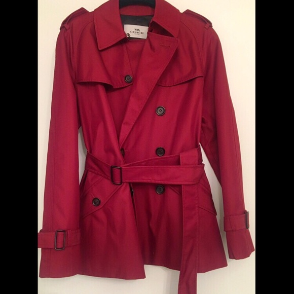 Coach Jackets & Coats | Short Red Trench Coat | Poshma