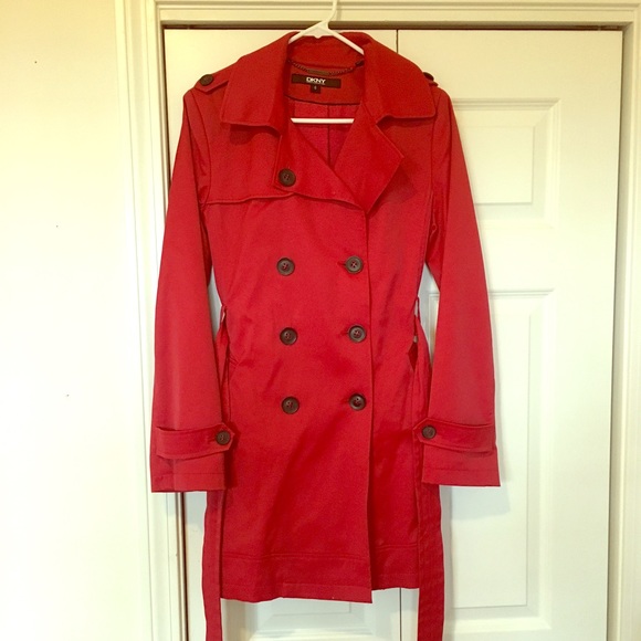 Dkny Jackets & Coats | Womens Red Trench Coat Size S | Poshma