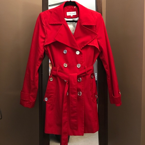 Calvin Klein Jackets & Coats | Poppy Red Trench Coat | Poshma