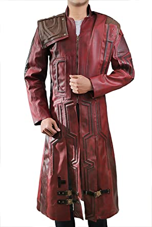 Mens Guardian of The Galaxy Start Lord Chris Pratt red Leather .