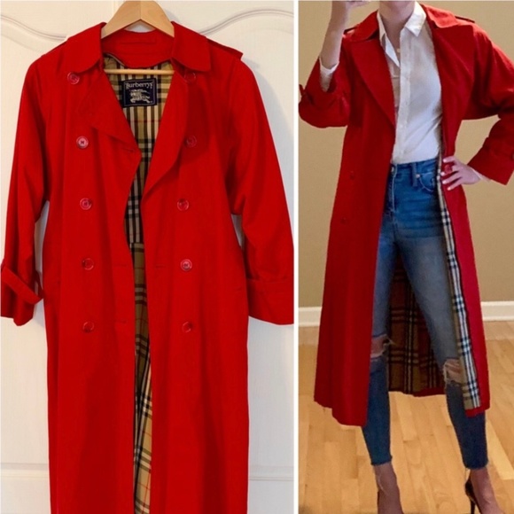 Burberry Jackets & Coats | Vintage Classic Red Trench Coat Sz 6p .