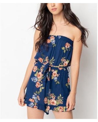 Spectacular Savings on Caralase Women's Rompers NAVY - Blue Floral .