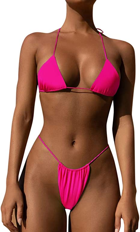 Amazon.com: BNIsBM Women's Two Piece Halter Top Triangle Bikini .