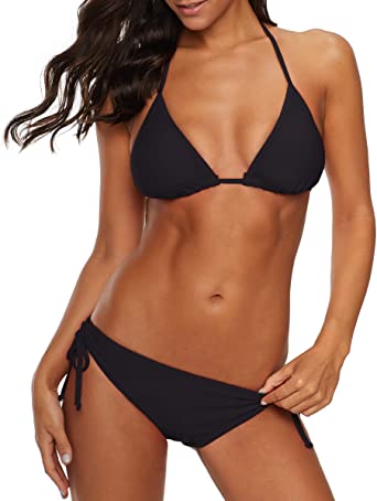 Amazon.com: Women's String Two Piece Halter Top Triangle Bikini .