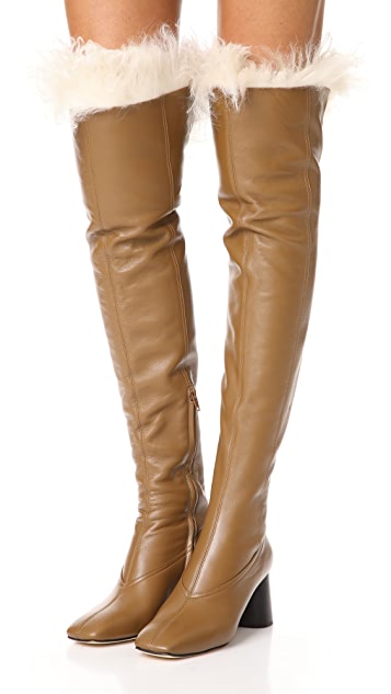 Helmut Lang Over the Knee Shearling Boots | SHOPB