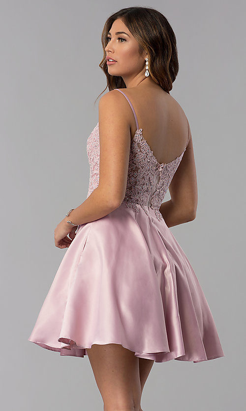 Dusty Rose Pink Short Homecoming Dress with Embroide