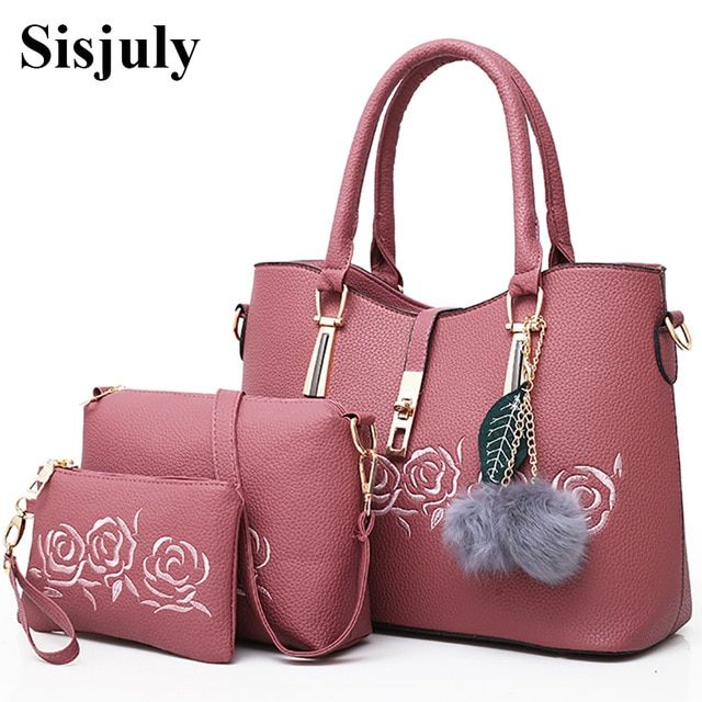 Sisjuly 3pcs Leather Bags Handbags Women Famous Brand Shoulder Bag .